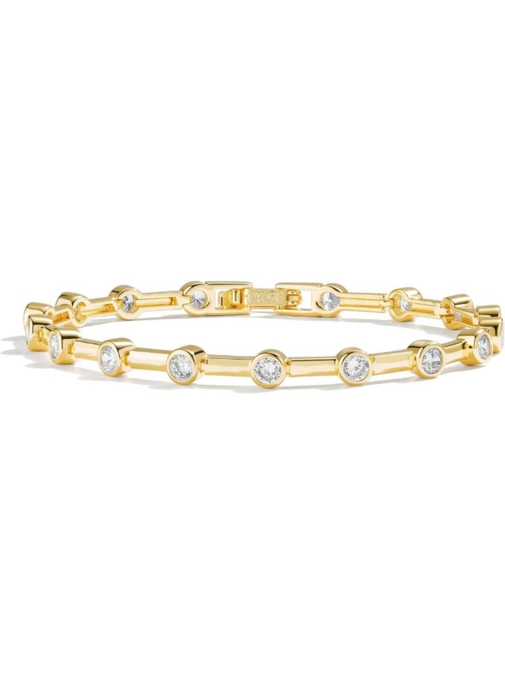 14K Gold Tennis Bracelet for Women, Sparkling Bezel CZ Jewelry, Elegant Gift